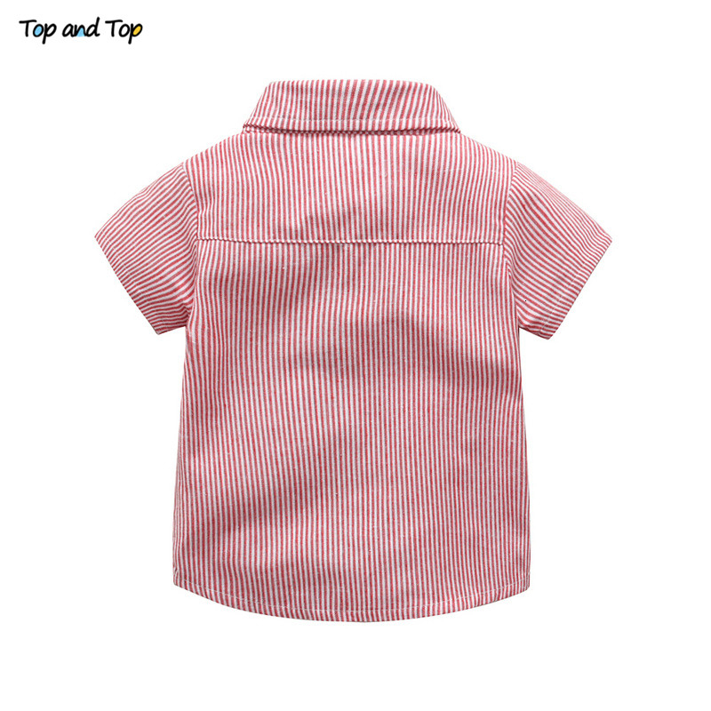 Baby Boy Gentleman Clothes Set Summer Suit For Toddler Striped Shirt with Bow Tie+Suspenders White Shorts Formal Boys Clothes T191024