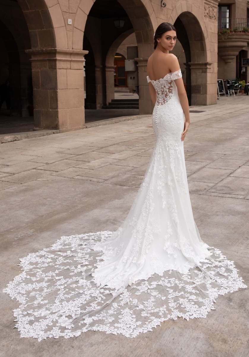 Off Shoulder Mermaid Wedding Dresses 2020 Illusion Lace Sweep Tain Open Back Sexy Bridal Gowns Elegant vestidos de noiva