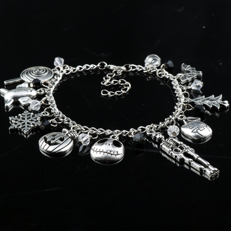 Link Chain Dongsheng The Nightmare Before Christmas Charm Bracelet Halloween Jack Skellington Sally Snowflakes Skull Pumpkin 251