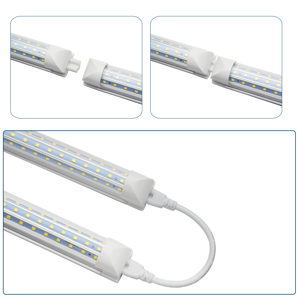 8' T8 FA8 LED Tubes D Shape 8ft Integrated LEDs Light 8 ft Work Lights 60W 120W 96'' Double Row Fluorescent Light Fixtures shop garage