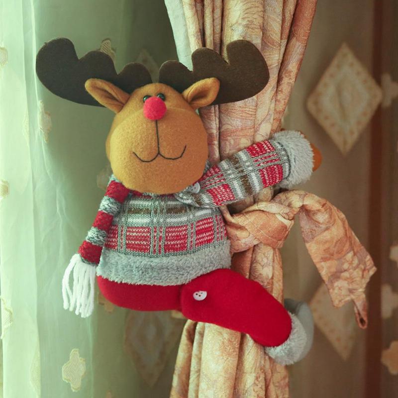 Christmas Cartoon Santa Claus Snowman Elk Curtain Tieback Curtain Buckle Holder Bedroom Hook Fasten Clamp Home Room Decor