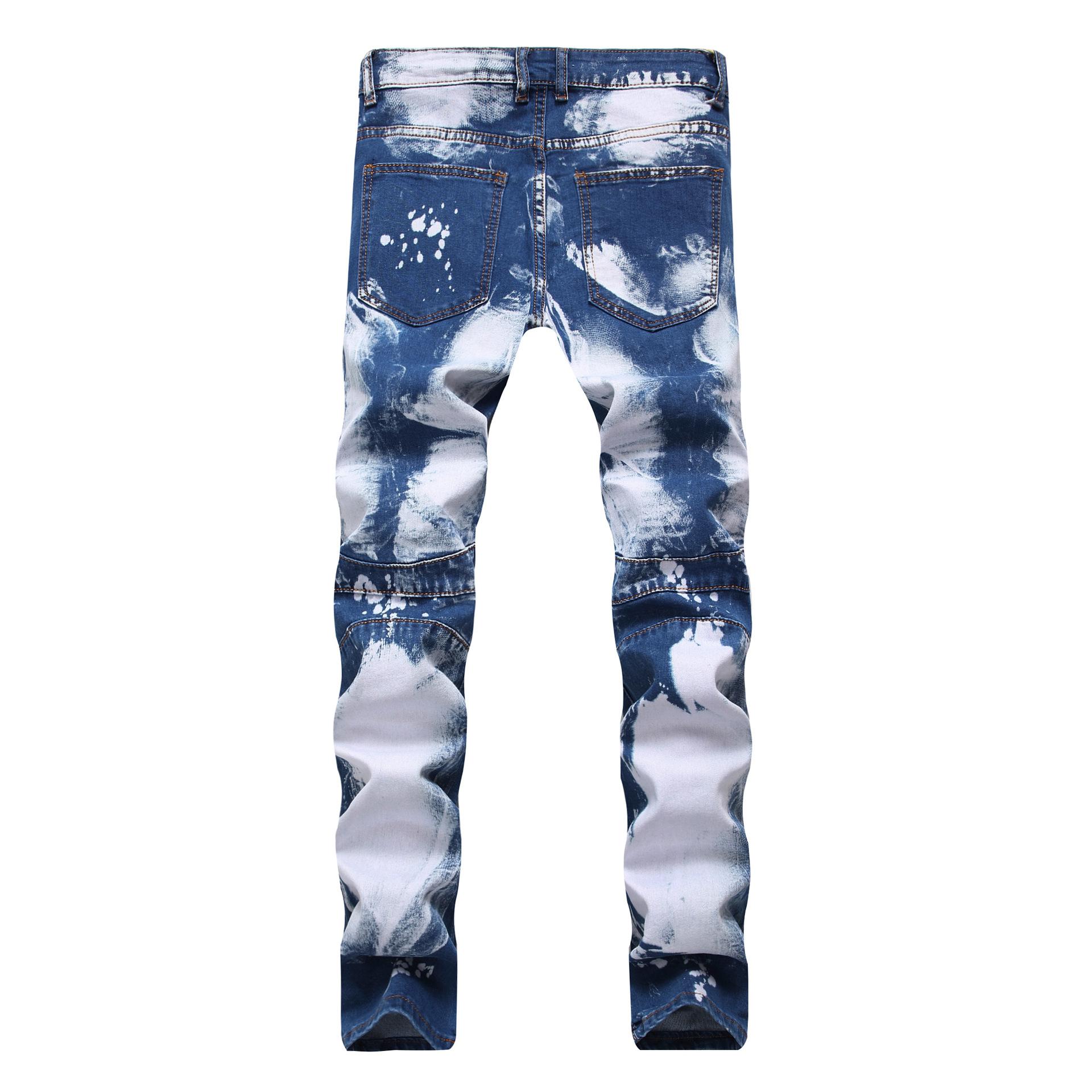 Elasticated Double-Colored Men's Skinny Jeans - Modern Biker Cut for Comfortable Wear