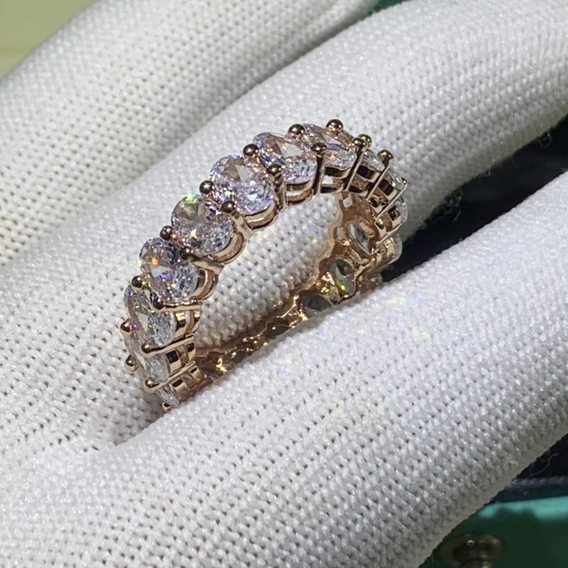 Size 6-10 Handmade Fashion Jewelry 925 Sterling Silver Oval Cut White Topaz CZ Diamond Gemstones Women Engagement Wedding Band Ring Gift