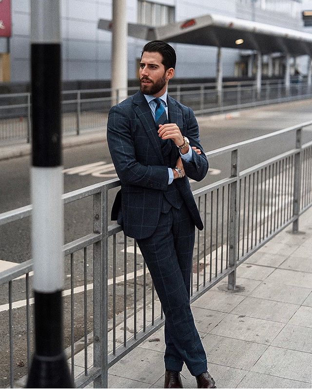 Handsome Check Plaid Groom Wedding Suits Groom Slim Fit Two Button Formal Work Prom Office Blazer Jacket(Jacket+Vest+Pants)