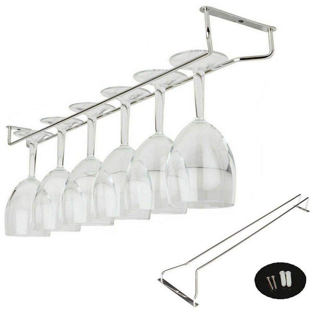 US STOCK 27/35/55cm Wine Glass Hanger Rack Stemware Home Bar Pub Holder Stainless Steel