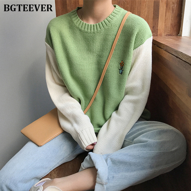 BGTEEVER Chic Embroidery Women Knitted Sweater O-neck Autumn Winter Female Pullovers Elegant Patchwork Oversized jumpers 2019, Green
BGTEEVER Chic Embroidery Women Knitted Sweater O-neck Autumn Winter Female Pullovers Elegant Patchwork Oversized jumpers 2019, Green