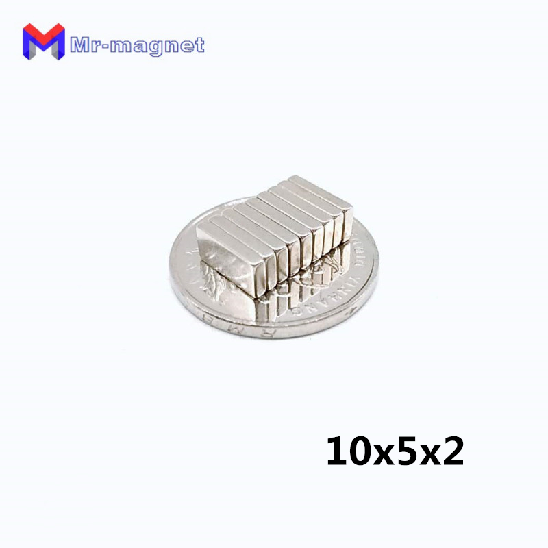 imanes de nevera 50pcs n35 1052mm permanent magnet 10x5x2 super strong neo neodymium block 10x5x2mm ndfeb 1052 with nickel coating