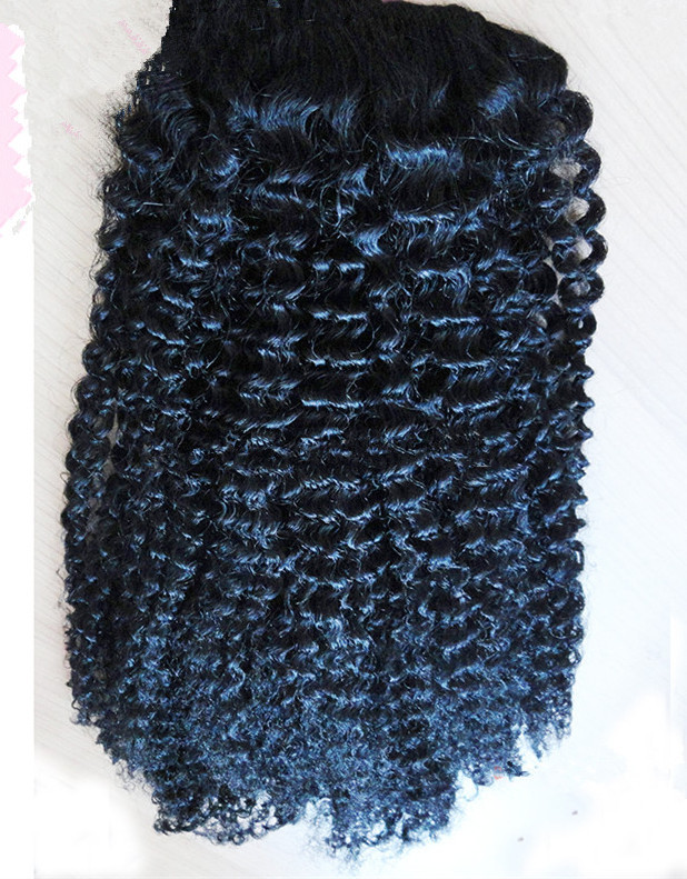 Black hair Kinky Curly Drawstring Ponytail Hair Extension ,African american long black hair kinky ponytail 140g