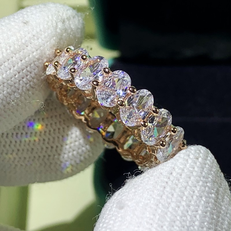 Size 6-10 Handmade Fashion Jewelry 925 Sterling Silver Oval Cut White Topaz CZ Diamond Gemstones Women Engagement Wedding Band Ring Gift