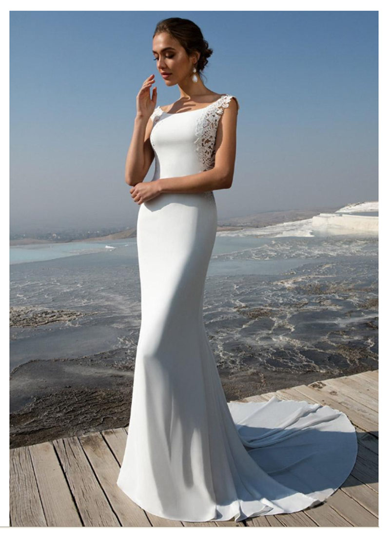 2025 Sexy Backless Wedding Dress Fabulous Stretch Mermaid Wedding Dress With Lace Appliques Bride Dresses Vestidos De Novia