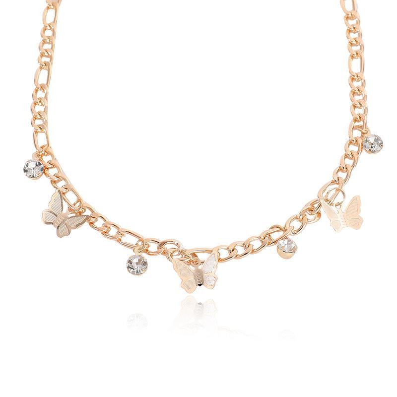 Women Butterfly Choker Necklace Gold Plated Rhinestone Party Charm Jewelry for Girls Fashion Design Animal Pendant Collar Necklaces Gift Hot