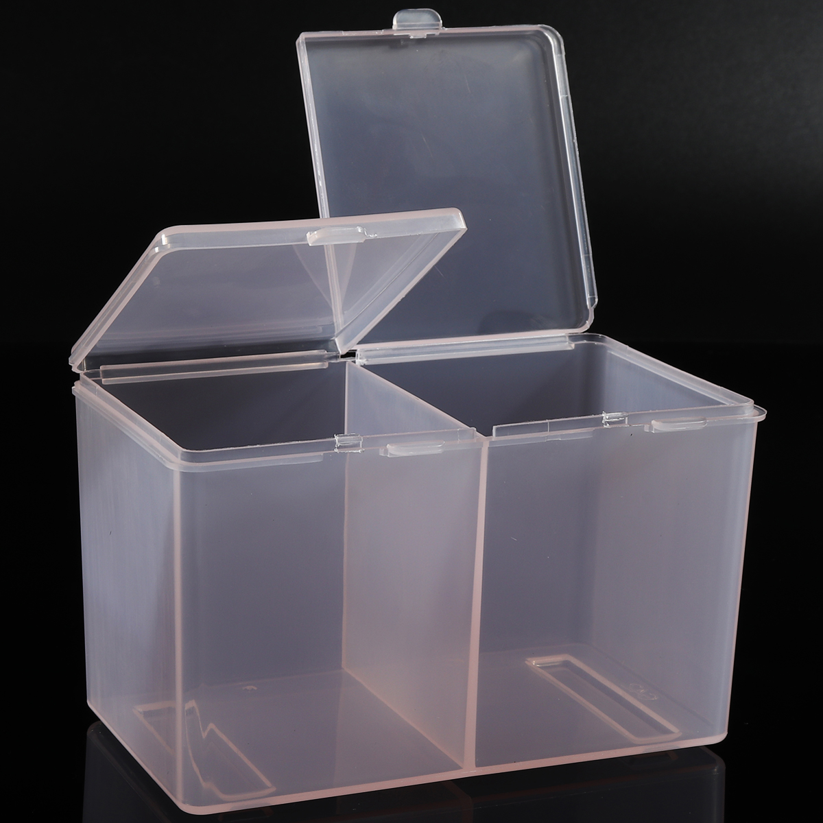 Nail Art 2 Colors Clear Compartments Holder Organizer Container Gel Polish Remover Cleaning Cotton Pad Swab Storage Box