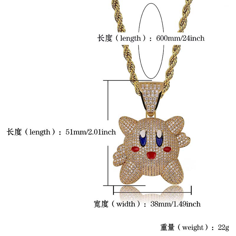 Hip Hop Cute Animal Pendant Necklace Shining Full White Zirconia for Men Women Children Jewelry Gift