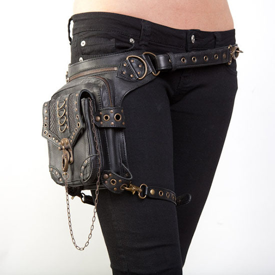 Steampunk vintage motorcycle bag ladies shoulder messenger bag women's waist pockets, Black
Steampunk vintage motorcycle bag ladies shoulder messenger bag women's waist pockets, Black