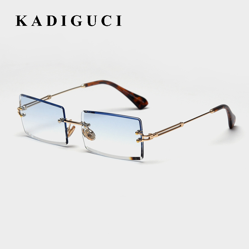 KADIGUCI Vintage Rectangle Sunglasses Women 2020 Rimless Square Sun Glasses For Female Brand designer Gradient Glasses UV400 K373