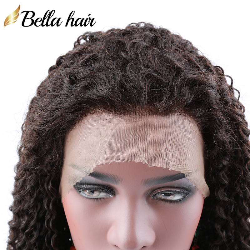 Remy Human Hair Full Lace Wig Kinky Curly Mongolian Virgin Glueless Lace Front Wigs Medium Cap with Combs Natural Color