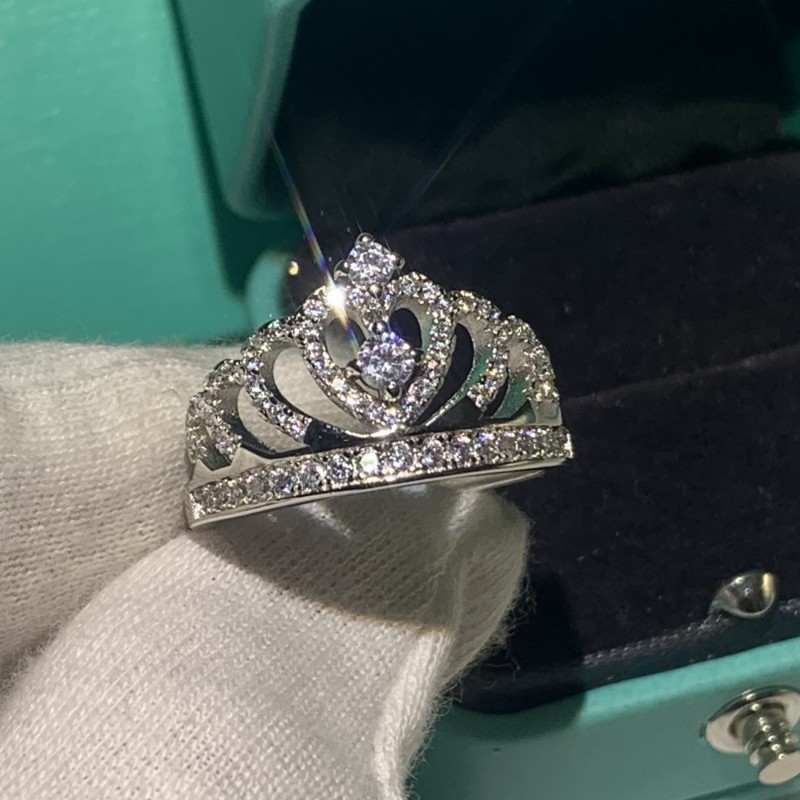 New Crown Wedding Couple Rings Fashion Jewelry 925 Sterling Silver Round Cut White 5A Cubic Zircon Promise Women Engagement Band Ring Gift