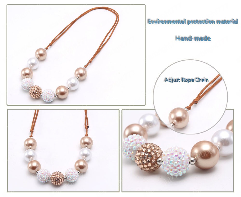 baby kids bubblegum beads necklace with adjustable rope chain fashion girls chunky jewelry choker for party hot sale