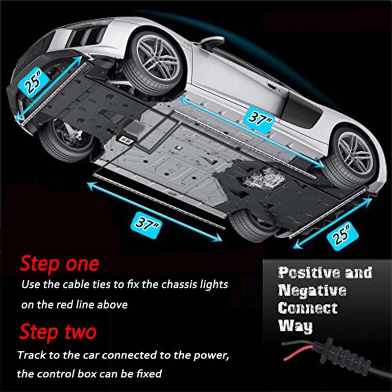 Car Bluetooth Underglow Light Wireless Chassis Light 90x120cm Atmosphere Decorative Bar Lights Remote Lighting Kit with Sound Control