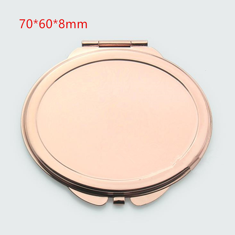 Makeup Mirror Solid Color Metal Round Case Double-Side Pop-Up Pocket Mirror Beauty Accessories Rose Gold F2290