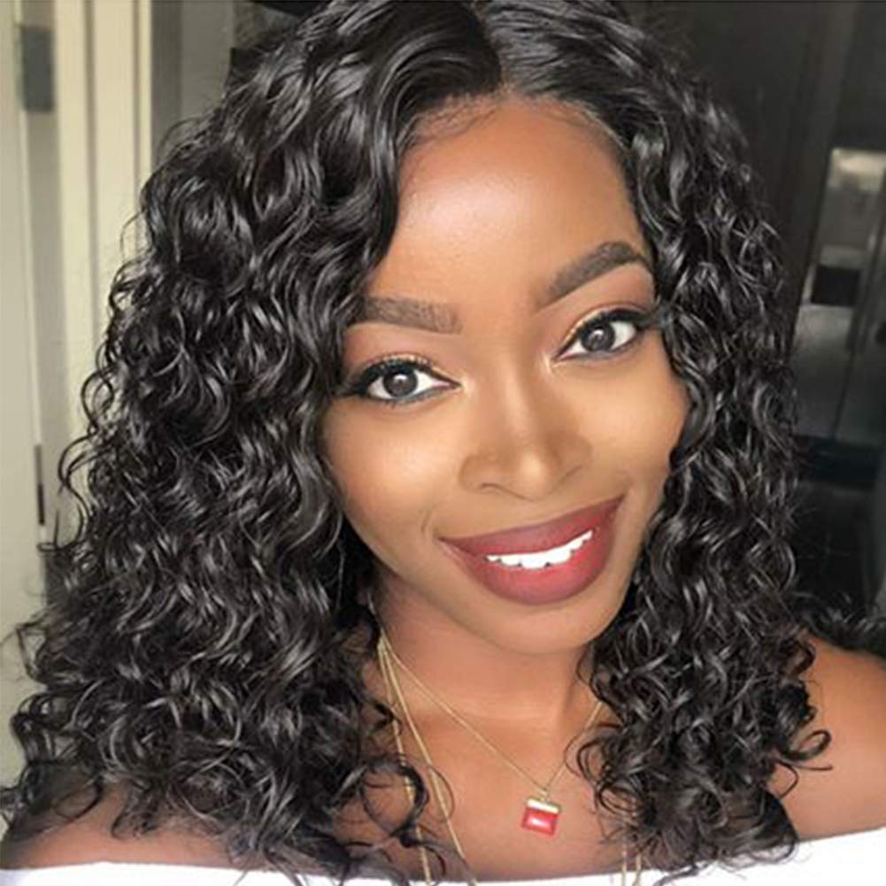 Lace Front Wig 10A Water Wave beauty Peruvian virgin Human Hair Adjustable Wigs with Baby Hairs for Black Women 10 inches diva1