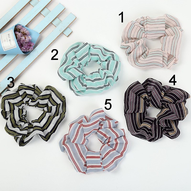 Women Lady Girl Gingham Plaid Hair Scrunchy Headband Ring Elastic Hair Bun rope Sports Dance Scrunchie Soft chiffon Hair bands FJ3358