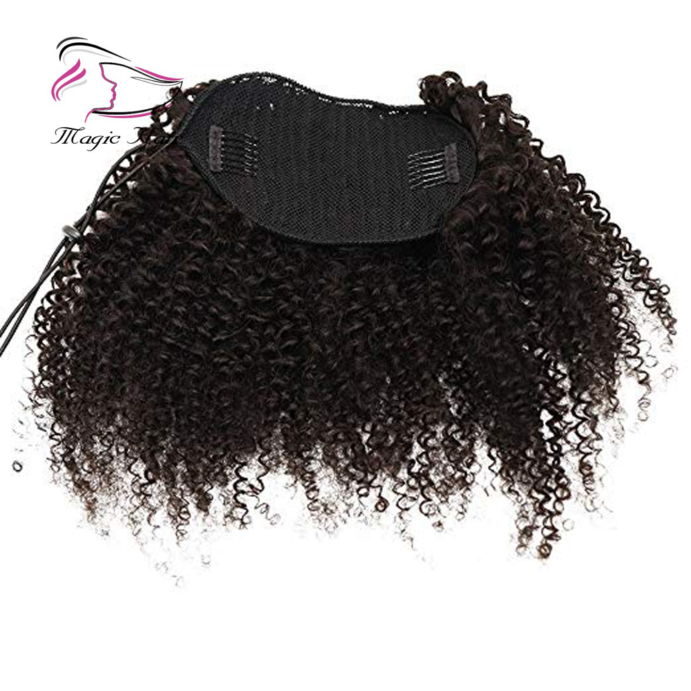 Evermagic 8-30inches Afro Kinky Curly human hair ponytail extensions drawstring hairpieces natural curly clip in ponytail