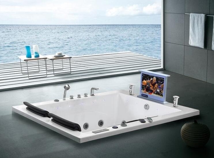 1900mm Drop-in Fiberglass Bath Built-in whirlpool Bathtub Acrylic Hydromassage Embedded Surfing Massage Tub Outdorr SPA NS6022