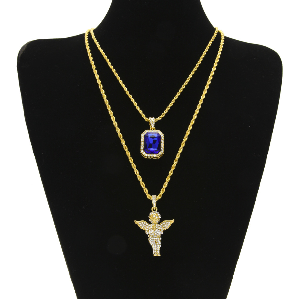 Fashion hop men's pendant set mini gem Jesus small gem men's necklace
