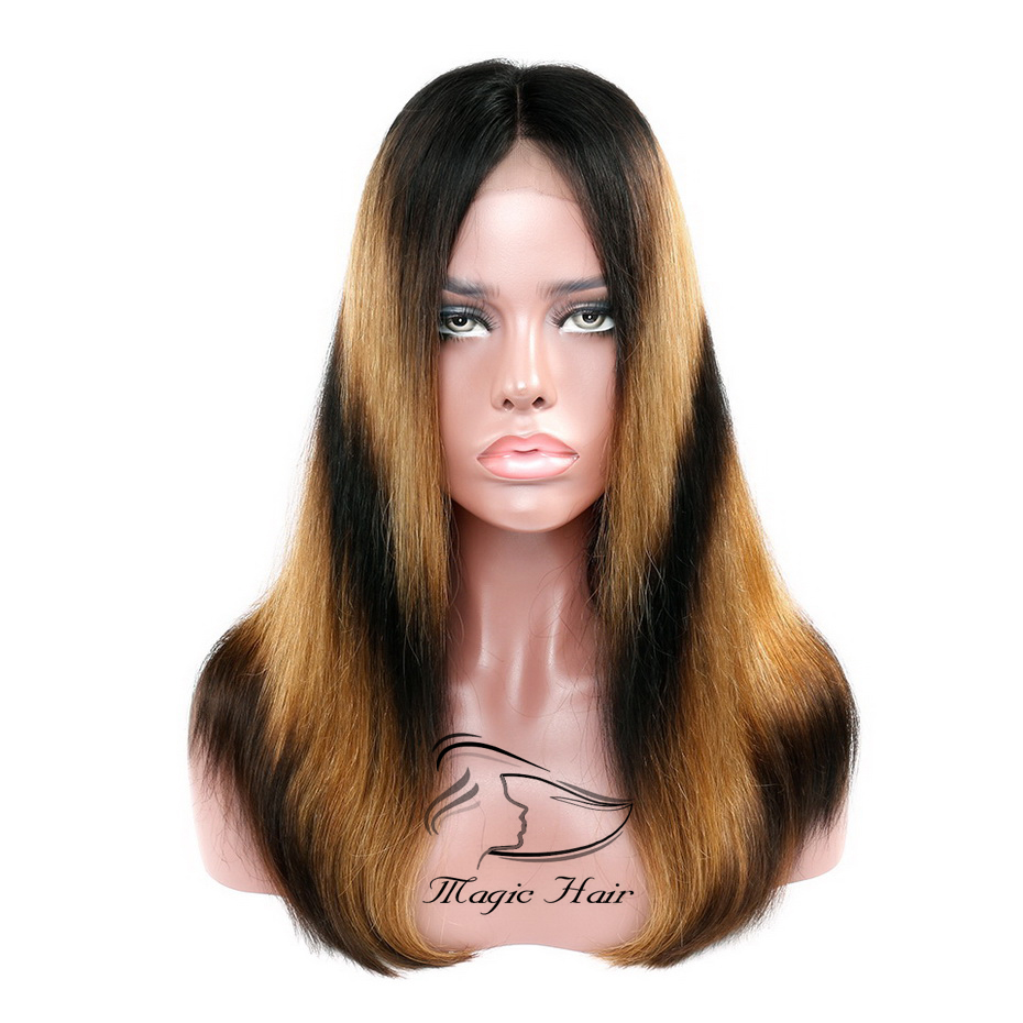 Lace Front Human Hair wig Brazilian Straight Closure Wig Ombre 1b/30 Remy Human Hair Wigs For Black Women Middle Part Free Shipping