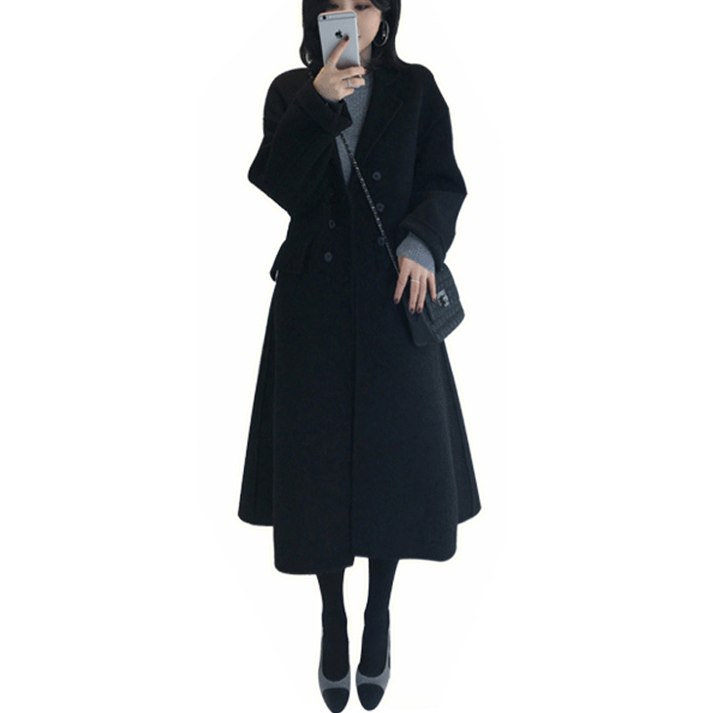 Women Long Woolen Coat Turn-down Collar Women's Jacket Double Breasted Cashmere Coat Jacket Abrigos Mujer Invierno, Black
Women Long Woolen Coat Turn-down Collar Women's Jacket Double Breasted Cashmere Coat Jacket Abrigos Mujer Invierno, Black