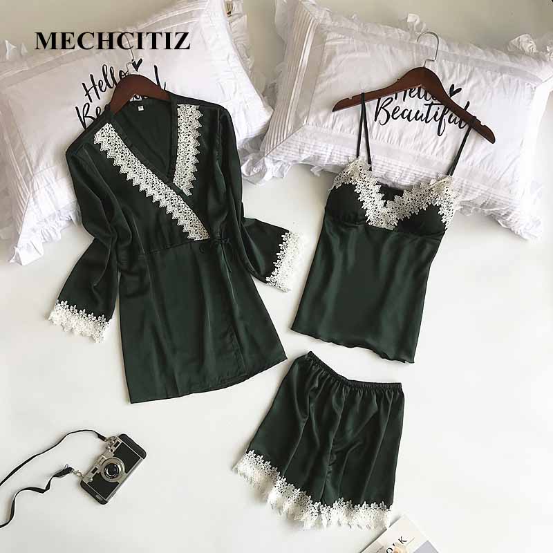 MECHCITIZ silk women pajamas set autumn bathrobe top short three pieces pajamas sets sexy fashion sleepwear robe home clothes
MECHCITIZ silk women pajamas set autumn bathrobe top short three pieces pajamas sets sexy fashion sleepwear robe home clothes