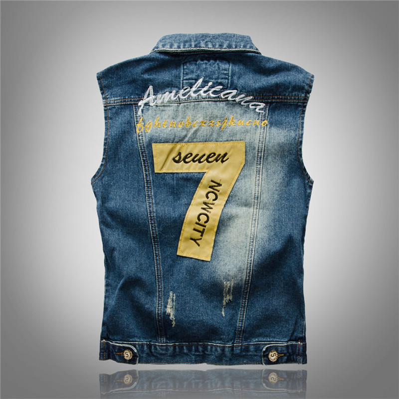 Brand Casual Jeans Sleeveless Jacket Vest Men Streetwear Blue Denim Cardigans Vest Plus Size 5XL Cowboy Waistcoat Mens Jackets1