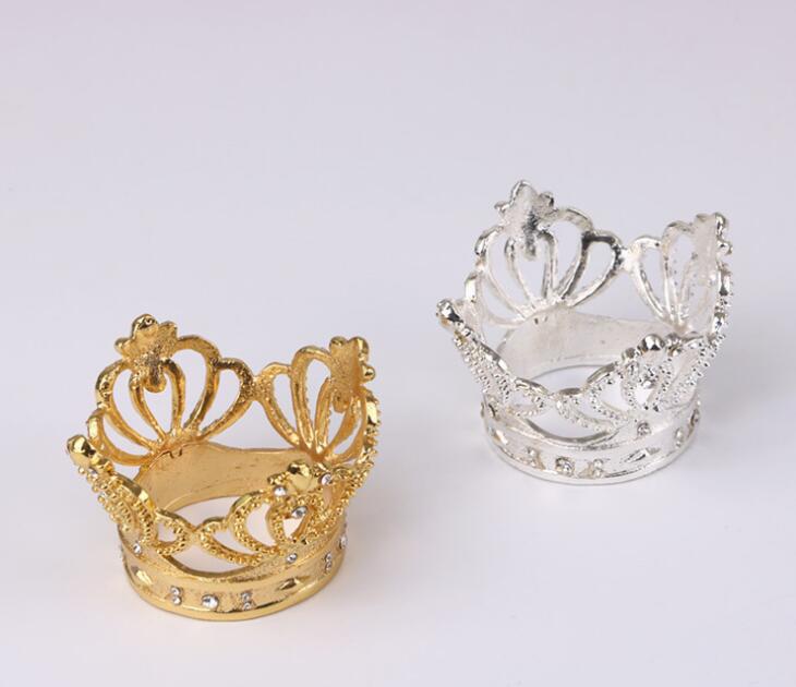 Crown Napkin Ring Metal Crown Shape with Imitation Diamond Napkin Holder for Home Wedding Table Decoration