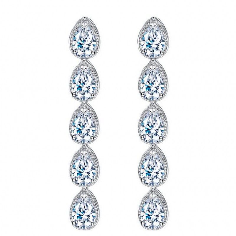 Water Drop Topaz CZ Dangle Earrings White Gold Fill | Women's 2024 Party Wedding Anniversary Jewelry