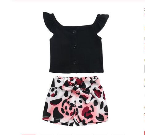 6M-3Years Kid Girls Clothing Set Black Button Short Sleeve Tops T-shirt+Leopard Printed Elastic Waist Belt Shorts, As pic
6M-3Years Kid Girls Clothing Set Black Button Short Sleeve Tops T-shirt+Leopard Printed Elastic Waist Belt Shorts, As pic