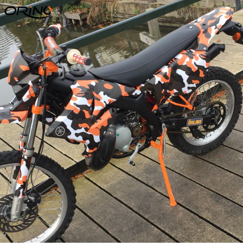 Orange Black White Camouflage Vinyl For Car Wrapping With Air Release Car Styling PVC Camo Vehicle Film Covering