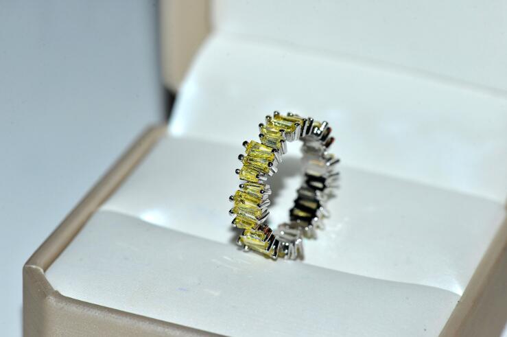 2019 New Top Selg Choucong Jewelry Sterg Sier&Rose Gold Fill T Princess Cut Topaz CZ Dia Party Eternity Women Ring 9039