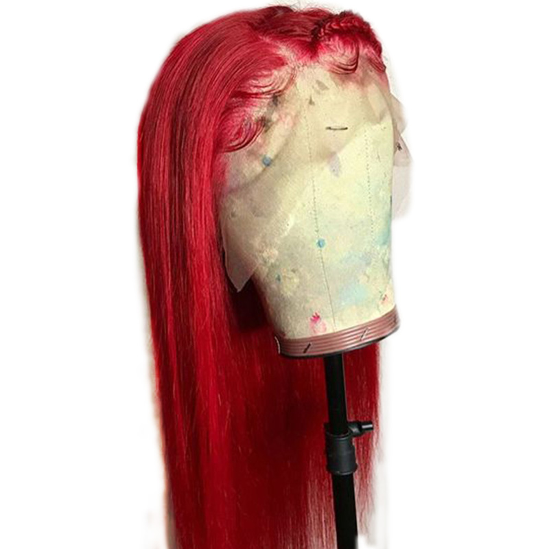 Red Burgundy 13*4 brazilian full Lace Front Wig For Women synthetic hair Wig Pre Plucked With Baby Hair can be braided