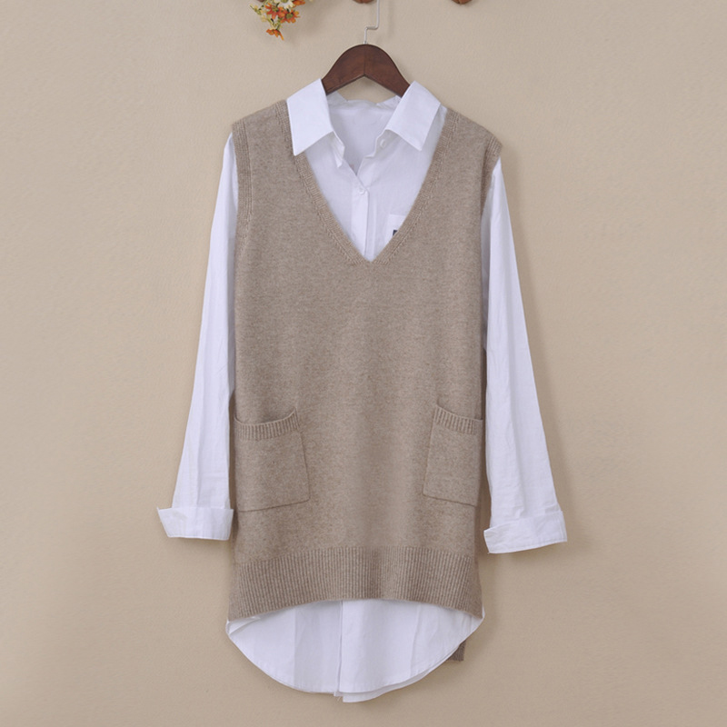 Cashmere V-neck Sleeveless Women's Sweater Vest Autumn Split Solid Womens Long Vests Sweaters Pockets 2019 Winter Tops Female, Light grey
Cashmere V-neck Sleeveless Women's Sweater Vest Autumn Split Solid Womens Long Vests Sweaters Pockets 2019 Winter Tops Female, Light grey