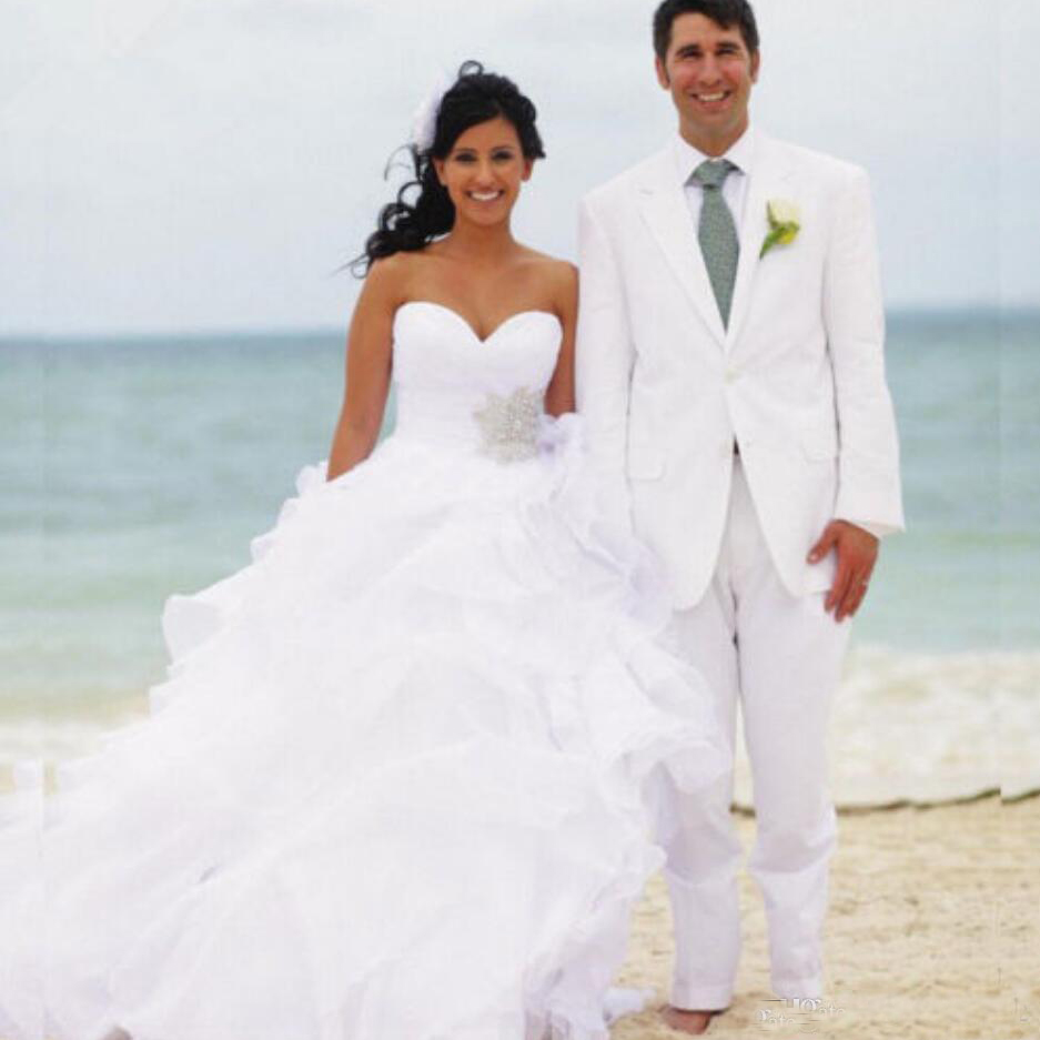 Elegant Beach Boho Wedding Dresses Ruffles Organza Sweetheart Neck Country Bridal Gowns With Crystal Sash A Line Wedding Gowns