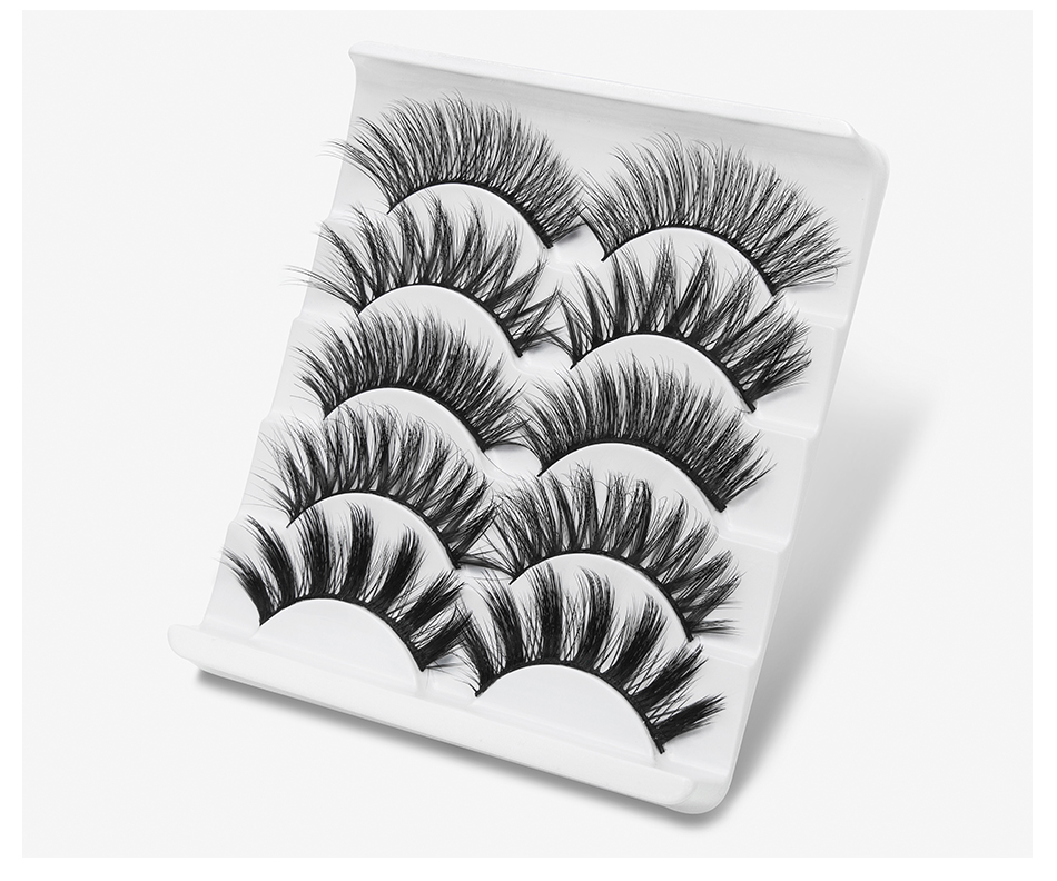 5 Pairs Mixed Styles 3D Mink Hair False Eyelashes Handmade Natural Long Eyelash Wispy Fluffy Multilayer Lashes Reusable