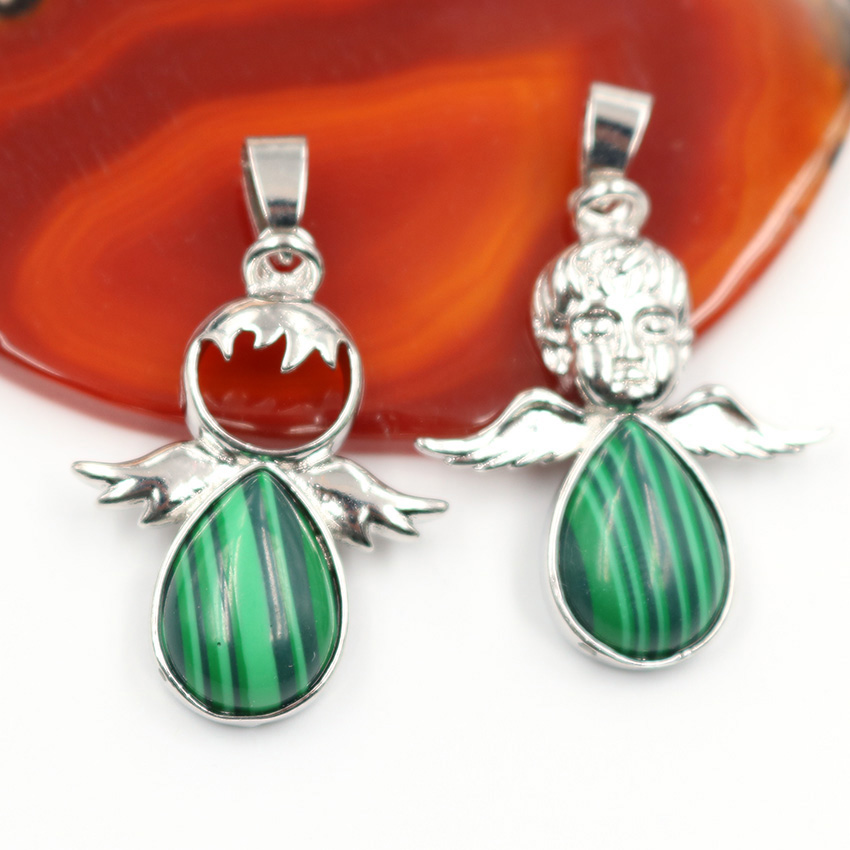 Little Angel Pendant Lady Girl Fashion Sweet Temperament Necklace Stainless Steel Natural Stone