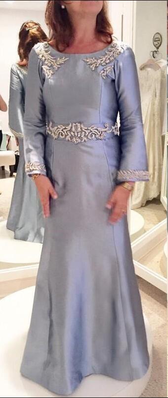 Elegant Scoop Neck Long Sleeves Mother of the Bride Dresses A-line Satin Beaded Zipper Back Formal Mother's Dresses Evening Dresses
Elegant Scoop Neck Long Sleeves Mother of the Bride Dresses A-line Satin Beaded Zipper Back Formal Mother's Dresses Evening Dresses