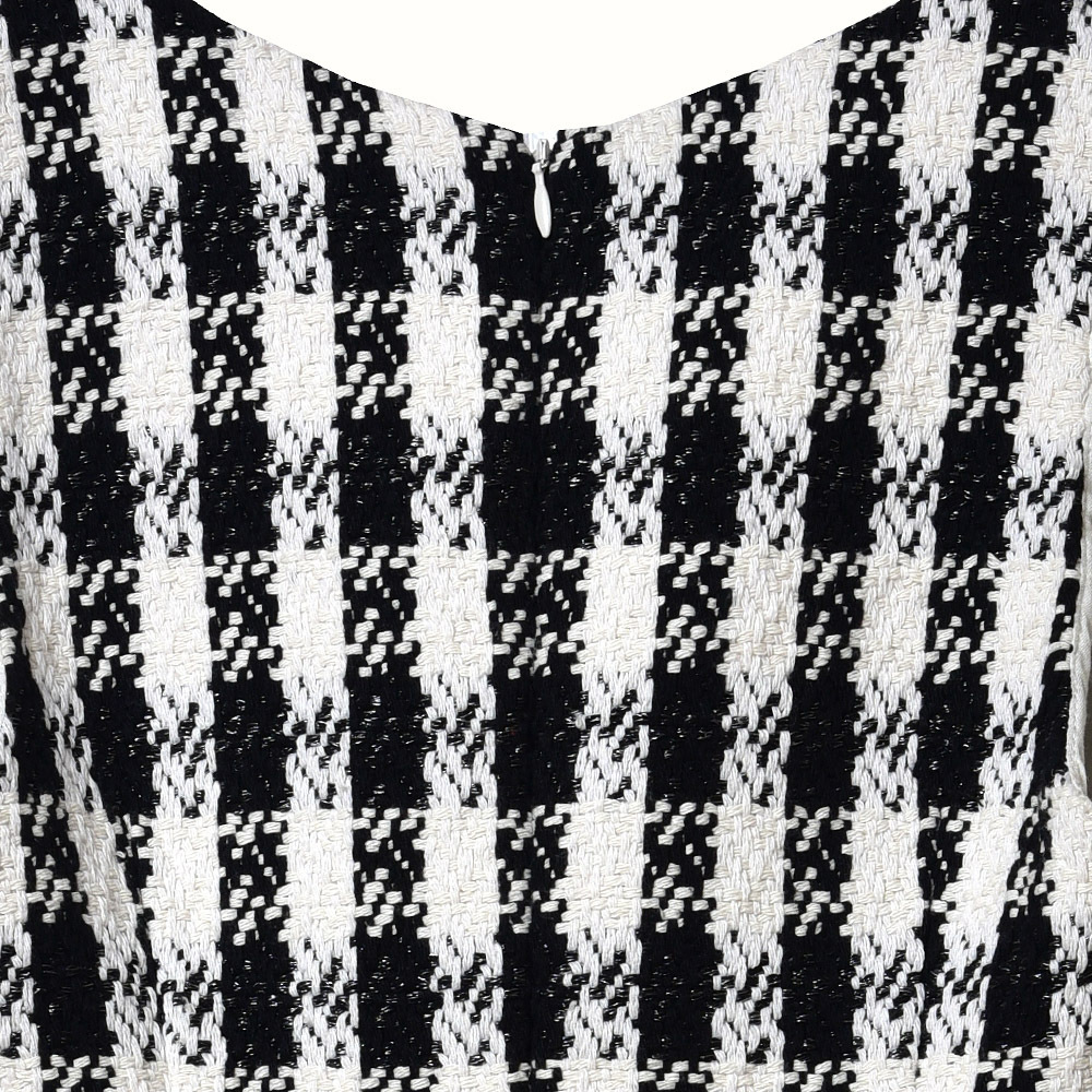 2020 Spring Summer Sleeveless Square Neck Multicolor Houndstooth Print Tweed Short Mini Dress Women Fashion Dresses W1815063