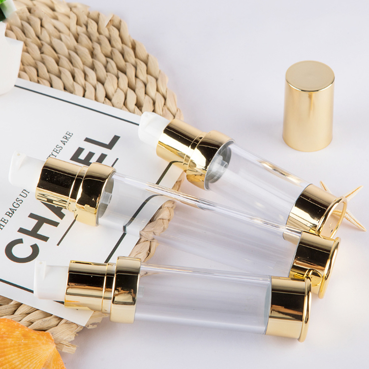 5ml 10ml 30ml Empty Pump Bottles Gold Silver 15ml Airless Bottle for Cosmetic Emulsion Essence Cosmetics Container