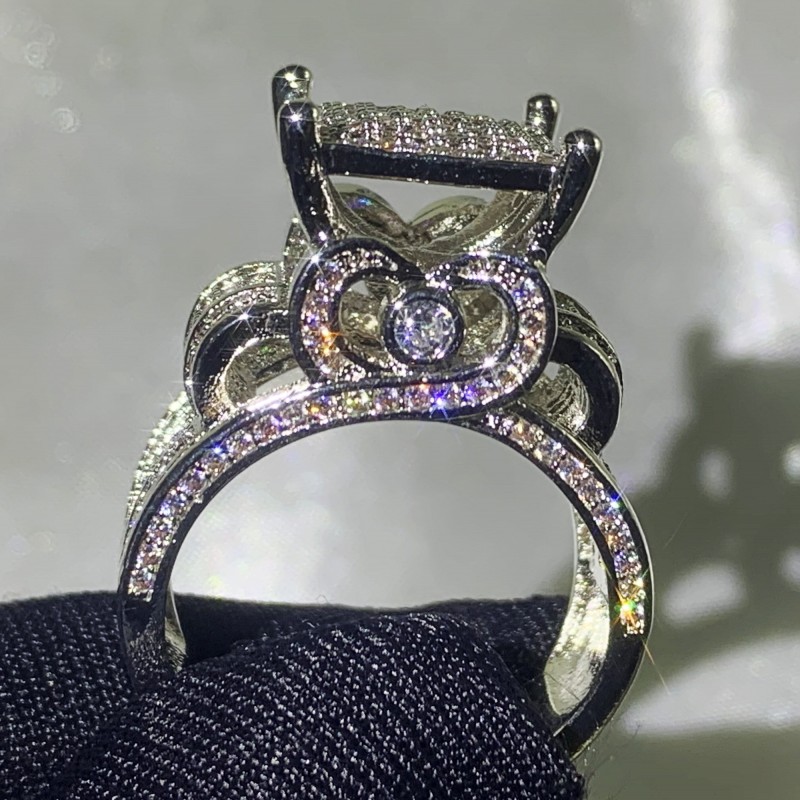 Size 5-10 Drop Shipping Vintage Fashion Jewelry 925 Sterling Silver Pave White Sapphire CZ Diamond Eternity Women Wedding Bridal Ring Gift