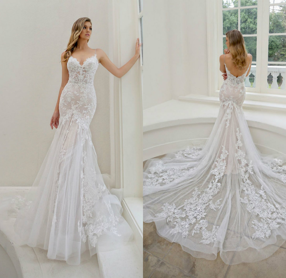 2020 Spaghetti Mermaid Wedding Dresses Lace Appliques Court Train Trumpet Wedding Gowns Plus Size Custom Made West Country Robes De Mariée, Lavender
2020 Spaghetti Mermaid Wedding Dresses Lace Appliques Court Train Trumpet Wedding Gowns Plus Size Custom Made West Country Robes De Mariée, Lavender