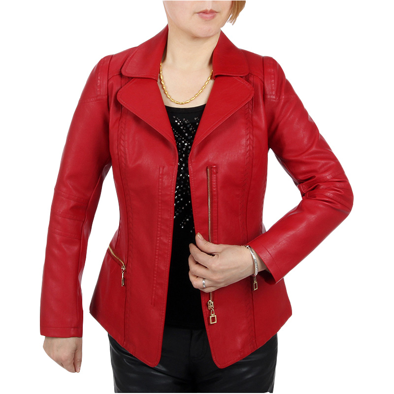 High-quality women's spring autumn women's PU leather jacket mom Tops coat Slim short suit collar plus size jackets overcoat, Red
High-quality women's spring autumn women's PU leather jacket mom Tops coat Slim short suit collar plus size jackets overcoat, Red