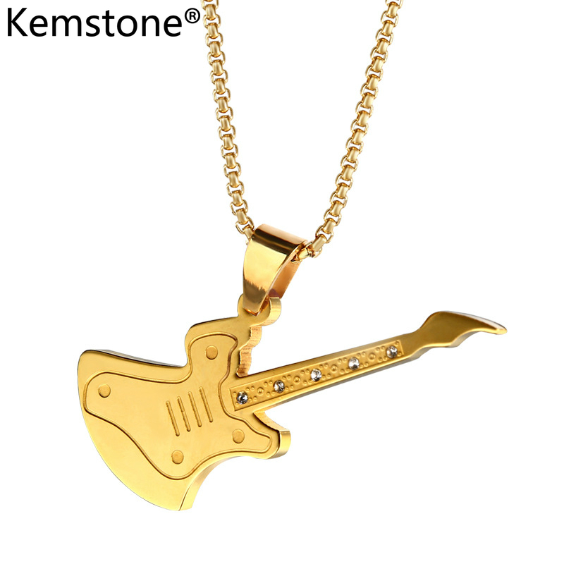 Pendant Necklaces Kemstone Gold Silver Plated Zircon Rock Guitar Stainless Steel Necklace Jewelry Gift For Men Women Music Enthusiast
Pendant Necklaces Kemstone Gold Silver Plated Zircon Rock Guitar Stainless Steel Necklace Jewelry Gift For Men Women Music Enthusiast
